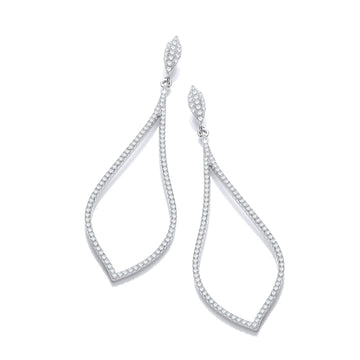 Sterling Silver Micro Pavé Long Teardrop Cubic Zirconia Earrings