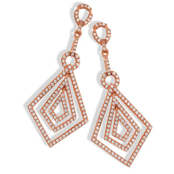 Sterling Silver Micro Pavé Rose Coated Fancy Drop Cubic Zirconia Earrings