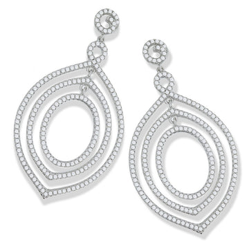Sterling Silver Micro Pavé Fancy Drop Cubic Zirconia Earrings
