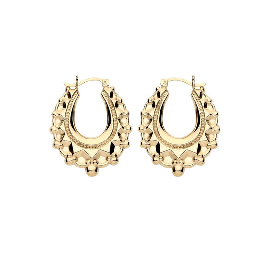 Gold Vermeil Sterling Silver Medium Spikey Oval Creole Earrings – 29.5mm x 24mm