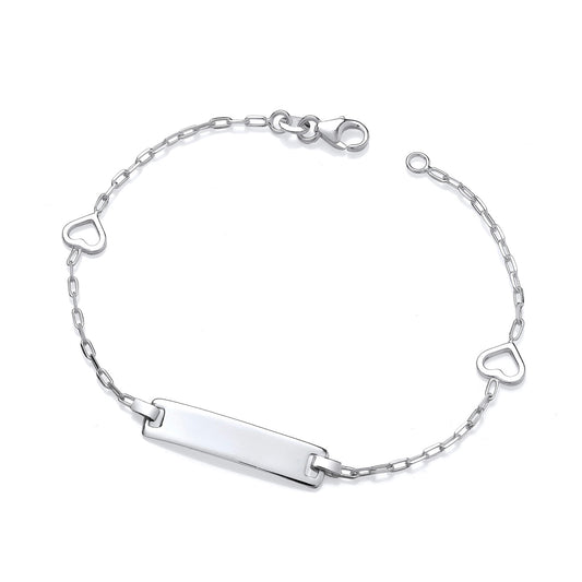 Sterling Silver 925 Ladies Paperclip Heart ID Bracelet