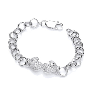 Sterling Silver Child’s CZ Boxing Glove Bracelet