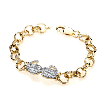 Gold on Sterling Silver Child’s CZ Boxing Glove Bracelet