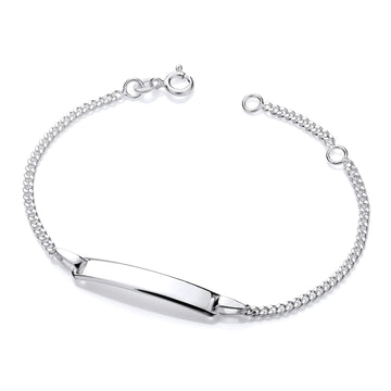 Sterling Silver 925 Adjustable Baby ID Bracelet – 14+2cm Personalised Engravable Nameplate