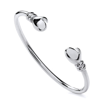 Sterling Silver Babies Boxing Glove Torque Bangle – Unique Rhodium-Plated Baby Gift
