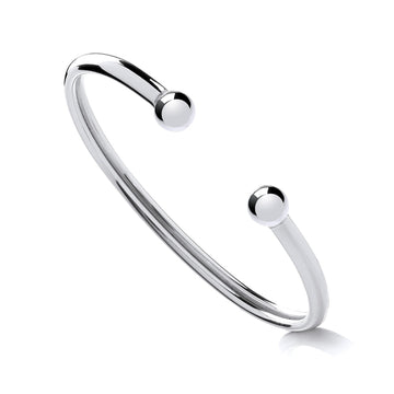 Sterling Silver Maidens Torque Bangle – Elegant & Timeless Youth Bangle for Girls