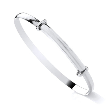 Sterling Silver Ladies D-Shaped Expanding Bangle:
