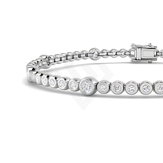 2ct Lab Diamond  Rubover Tennis Bracelet in 9ct White Gold