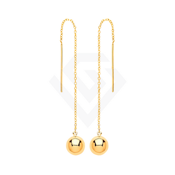 9ct Yellow Gold Ball Chain Threader Earrings: