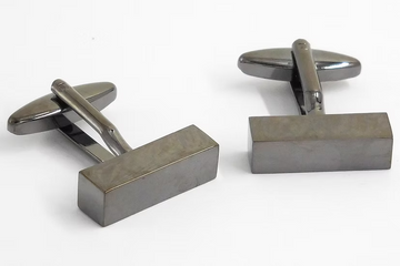 Gun Metal Finish Bar Cufflinks (Optional Engraving)