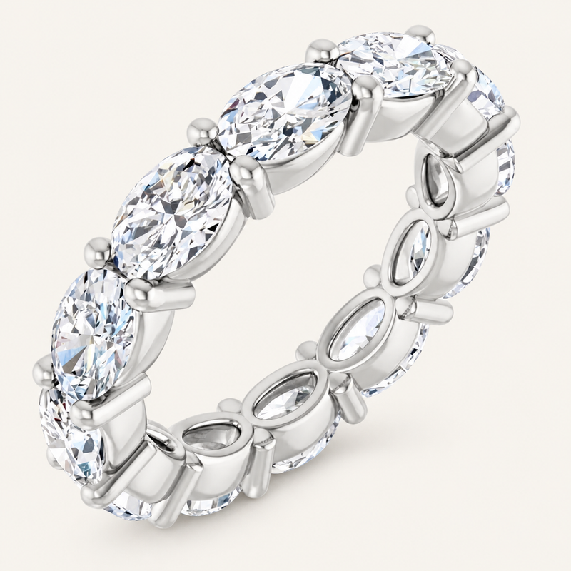 2.5ct Lab-Grown Oval Diamond Full Eternity Ring – Elegant Claw Design