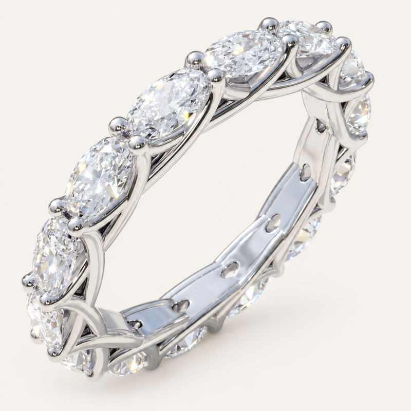 2ct Natural Oval Diamond Full Eternity Ring – Interwoven Claw Design