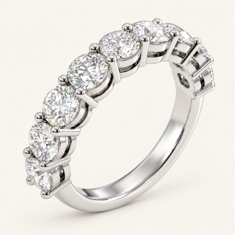 3ct Lab-Grown Diamond Half Eternity Ring – Claw Set