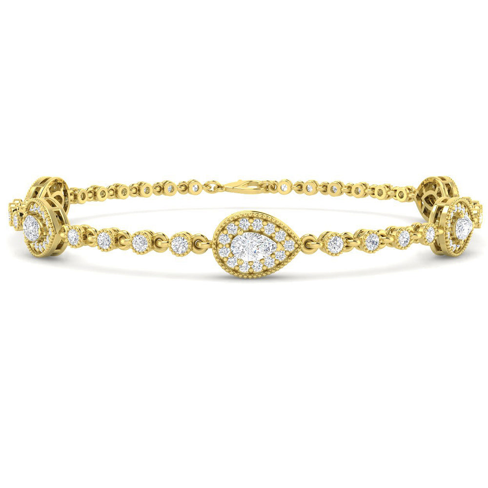2.41ct Lab-Grown Diamond Pear Halo Bracelet in 9ct Yellow Gold