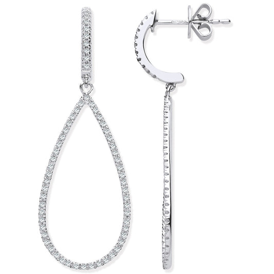 9ct White Gold 0.35ct Diamond Drop Earrings