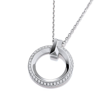 Silver Circle of Life Cubic Zirconia Pendant with Chain