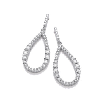 Silver Teardrop Cubic zirconia Long Earrings
