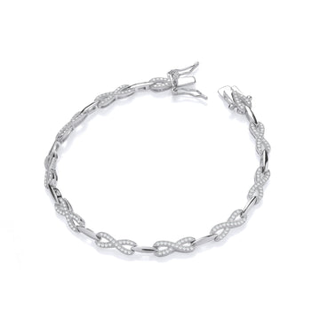 Sterling Silver Infinity Style Cubic Zirconia Tennis Bracelet
