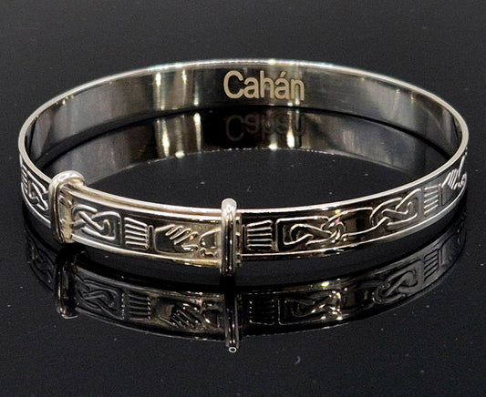 Sterling Silver 925 Celtic Claddagh Pattern Expandable Baby Bangle