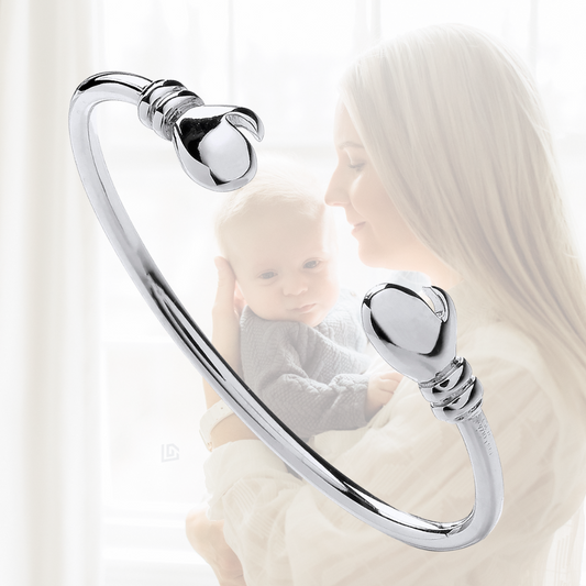Sterling Silver Babies Boxing Glove Torque Bangle – Unique Rhodium-Plated Baby Gift