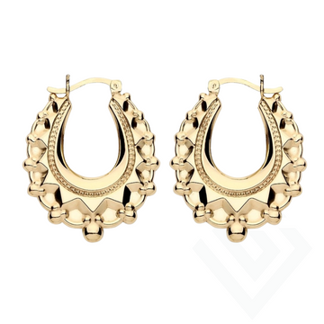 Gold Vermeil Sterling Silver Medium Spikey Oval Creole Earrings – 29.5mm x 24mm