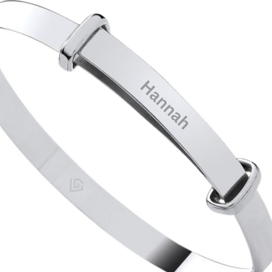 Sterling Silver 925 Expandable Plain Identity Baby Bangle