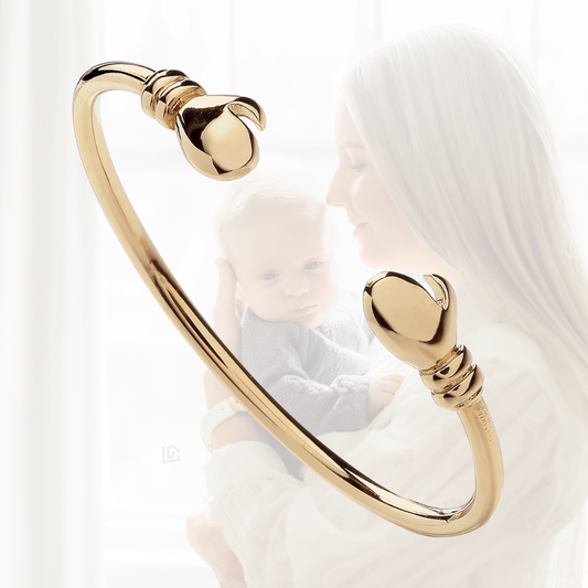 Gold Plated Sterling Silver Babies Boxing Glove Torque Bangle – Bold & Meaningful Baby Gift