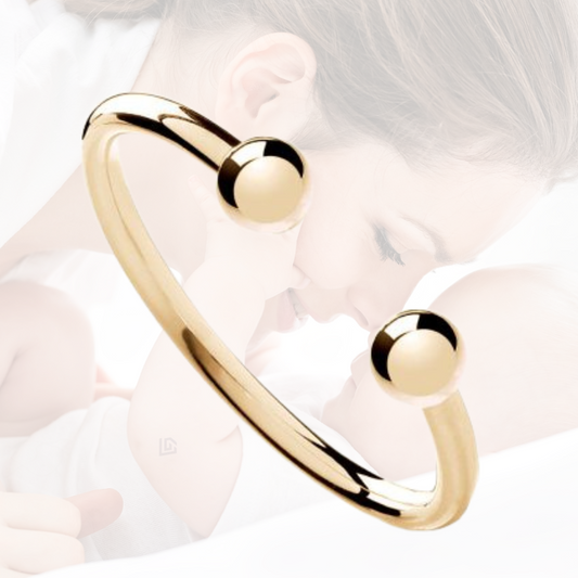 Gold Plated Sterling Silver Babies Torque Bangle – Classic Unisex Baby Bracelet & Timeless Gift