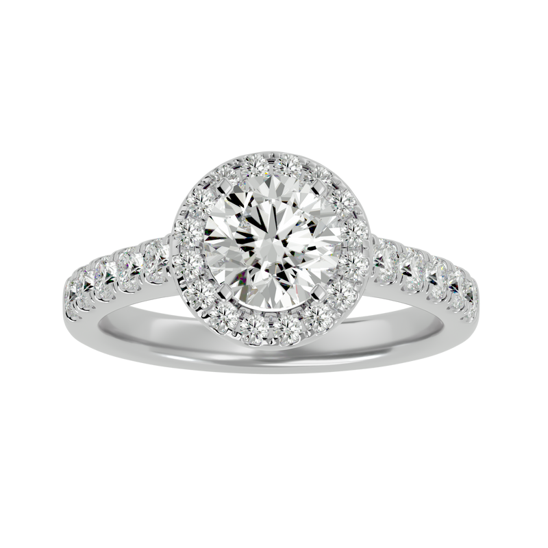 White Gold Round Halo Engagement Ring