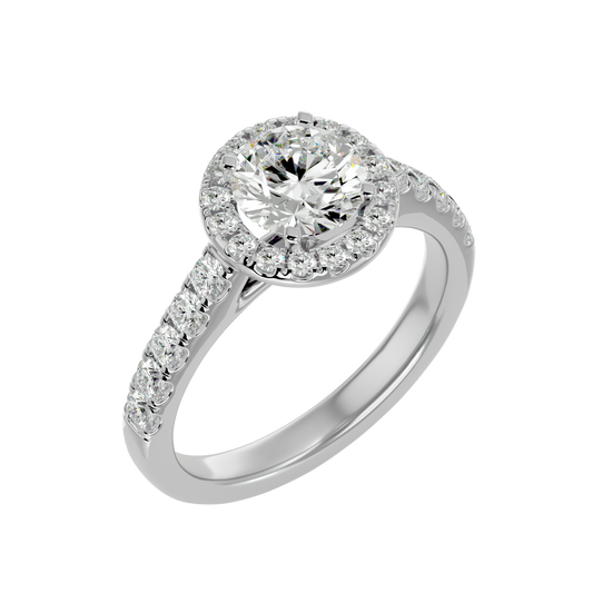 White Gold Round Halo Engagement Ring