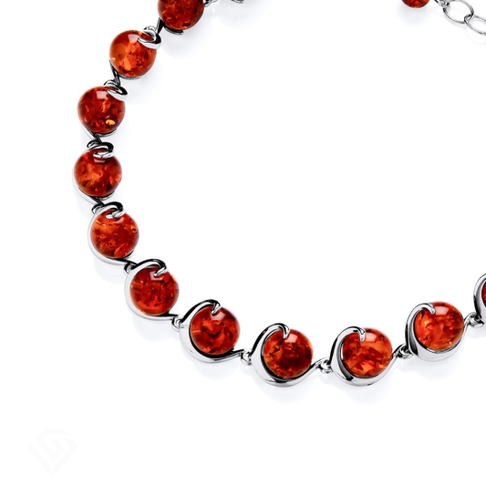 Sterling Silver Natural Baltic Amber Bracelet