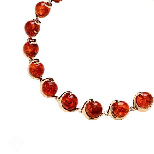 Gold On Sterling Silver Natural Baltic Amber Bracelet