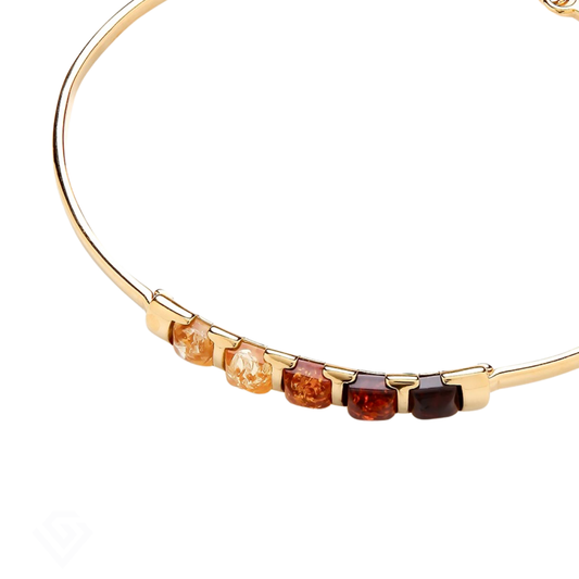 Gold on Sterling Silver Natural Baltic Amber Multi Bracelet Bangle