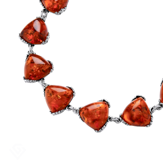 Sterling Silver Natural Baltic Amber Triangular Bracelet