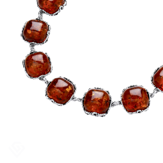 Sterling Silver Natural Baltic Amber Square Bracelet