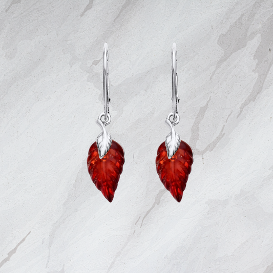 Sterling Silver Natural Baltic Amber Drop Earrings