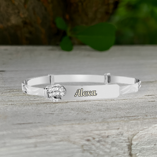 Silver Babies’ CZ Boxing Glove Expanding Bangle