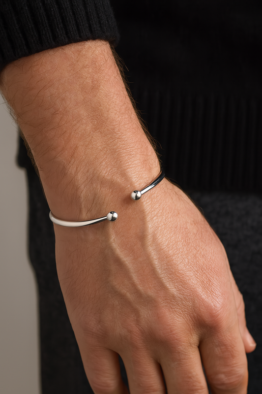 Sterling Silver Gents Torque Bangle – Classic 925 Silver Men’s Open Cuff Bracelet