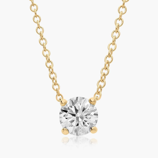 1ct Round Brilliant Lab Diamond Solitaire Pendant in 9ct Yellow Gold