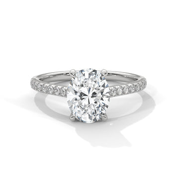 Oval Solitaire with Diamond Set Shoulders