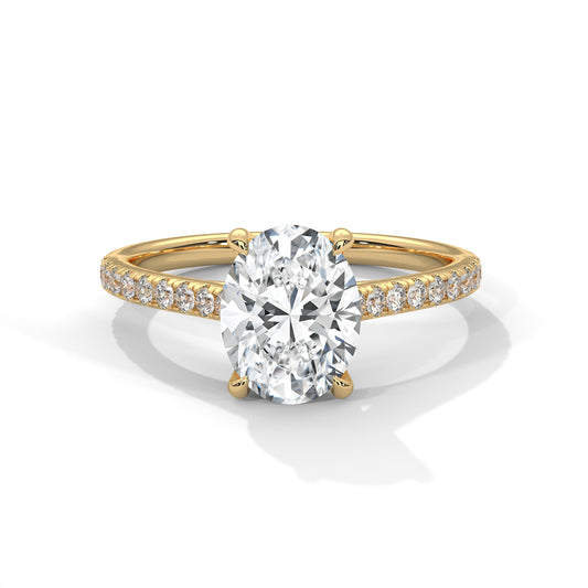 Oval Solitaire with Diamond Set Shoulders