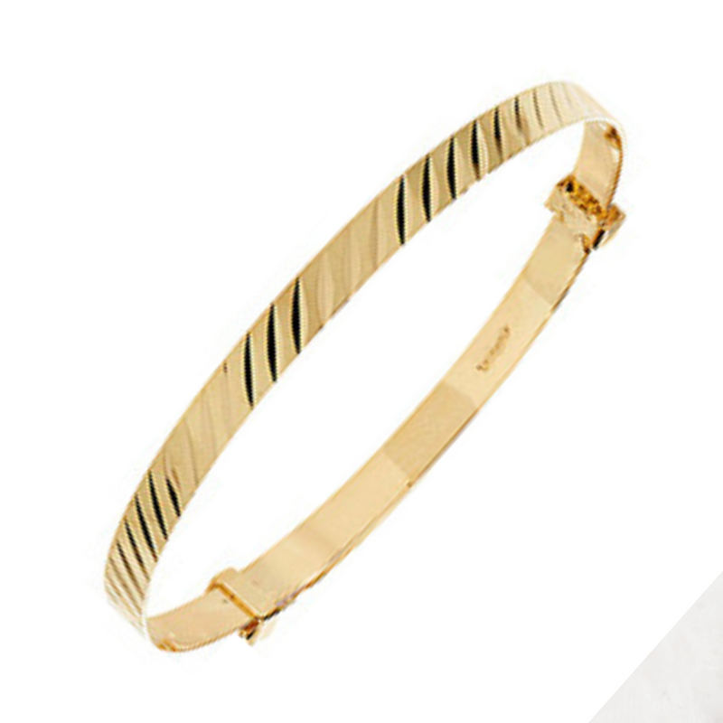 9ct Yellow Gold Diagonal Line Baby Bangle