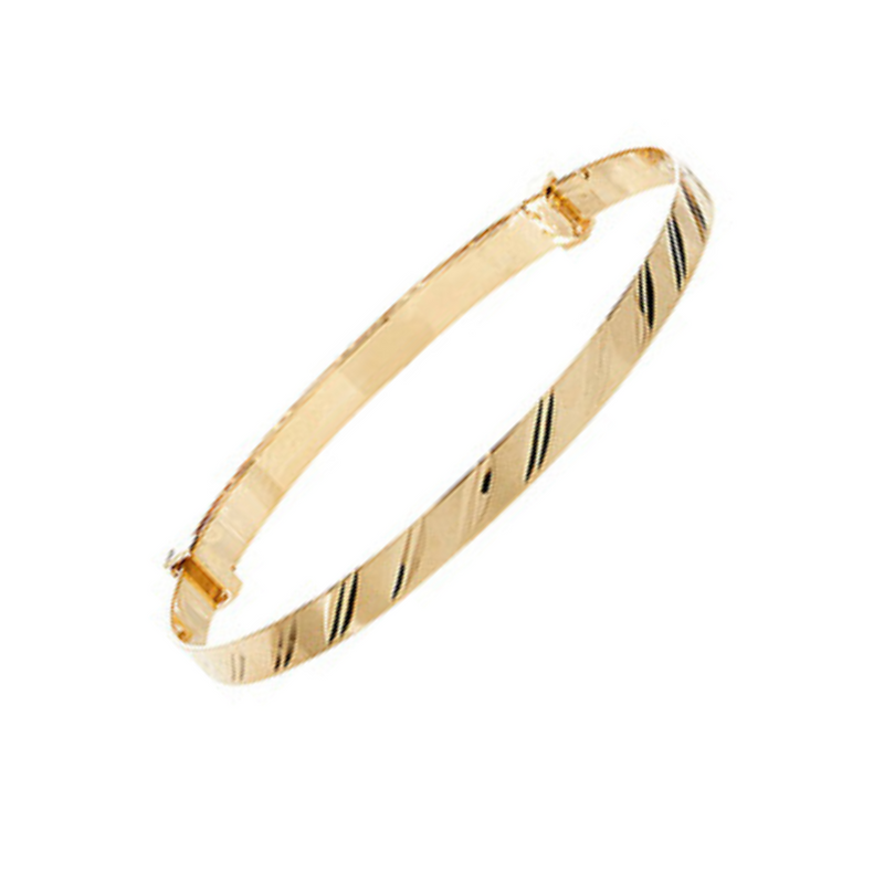 9ct Yellow Gold Diagonal Stripe Baby Bangle