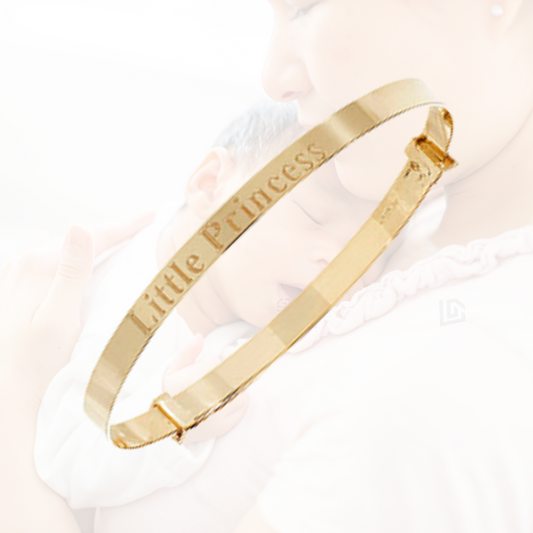 9ct Yellow Gold Expandable 'Little Princess' Baby Bangle