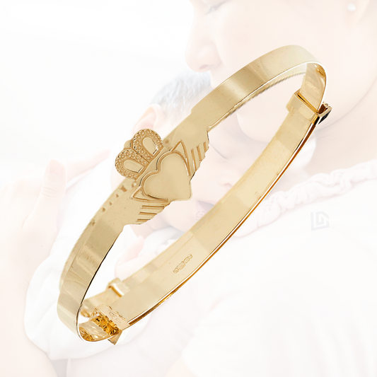 9ct Yellow Gold Claddagh Baby Bangle