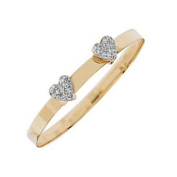 9ct Yellow Gold Baby Bangle with Double Heart Design