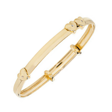 9ct Yellow Gold Baby Bangle with Triple Heart Detail