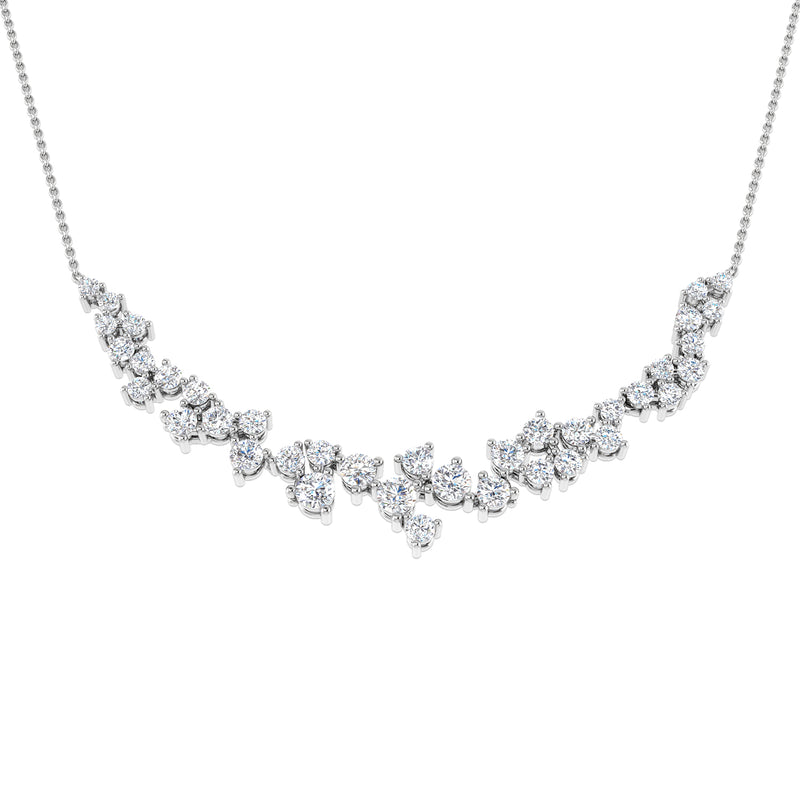 2.50ct Lab-Grown Diamond Graduated Cluster Necklace