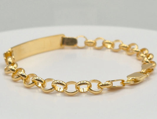 Sterling Silver 925 Gold Plated Belcher Baby ID Bracelet with free personalisation