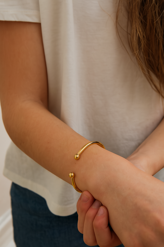 Gold Plated Sterling Silver Maidens Torque Bangle – Elegant 24ct Gold Youth Bracelet
